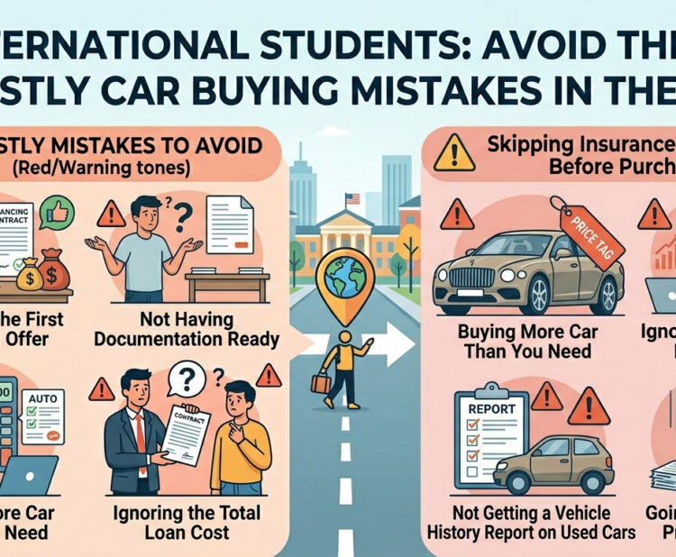 International student avoiding common car buying and financing mistakes in the USA