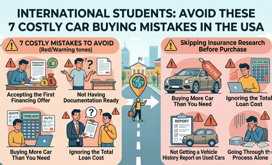 International student avoiding common car buying and financing mistakes in the USA